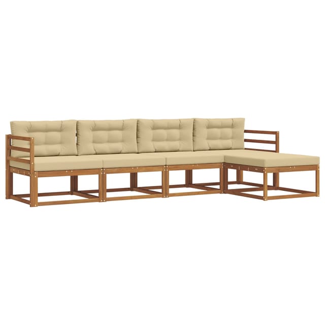 vidaXL Outdoor-Sofagarnitur mit Kissen 5 Stk Natur und Beige 3367426