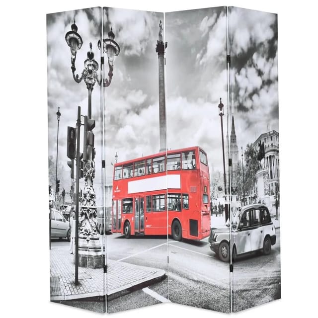 vidaXL Raumteiler Klappbar 160 x 170 cm London Bus Schwarz-Weiß 245874
