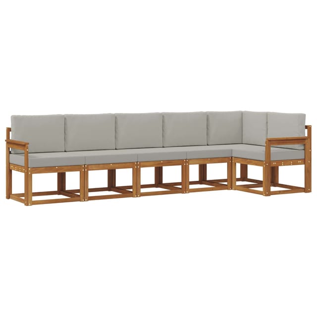vidaXL Outdoor-Sofagarnitur mit Kissen 6 Stk Natur und Hellgrau 3366454