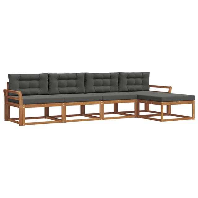 vidaXL Outdoor-Sofagarnitur mit Kissen 5 Stk Natur und Anthrazit 3367440