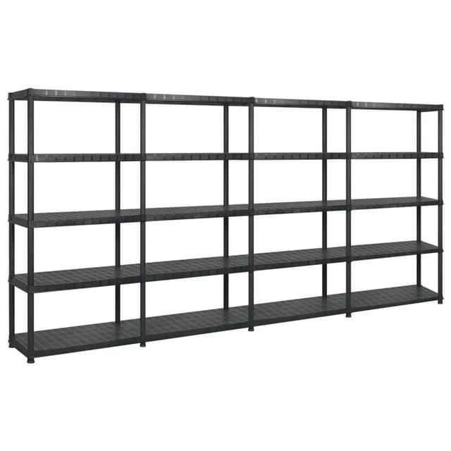 vidaXL Lagerregal mit 5 Böden Schwarz 366x45,7x185 cm Kunststoff 3059862