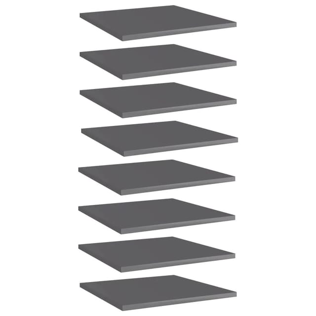 vidaXL Bücherregal-Bretter 8 Stk Hochglanz-Grau 40x40x1,5 cm 805185
