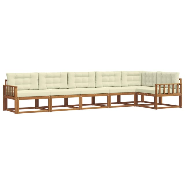 vidaXL Outdoor-Sofagarnitur mit Kissen 6-Tlg Natur und Creme 3367643