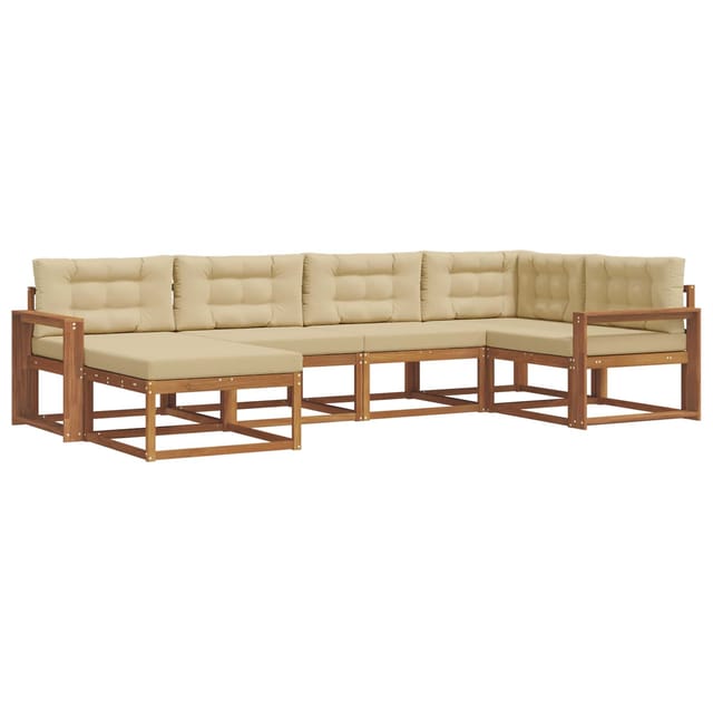 vidaXL Outdoor-Sofagarnitur mit Kissen 6-Tlg Natur und Beige 3367831