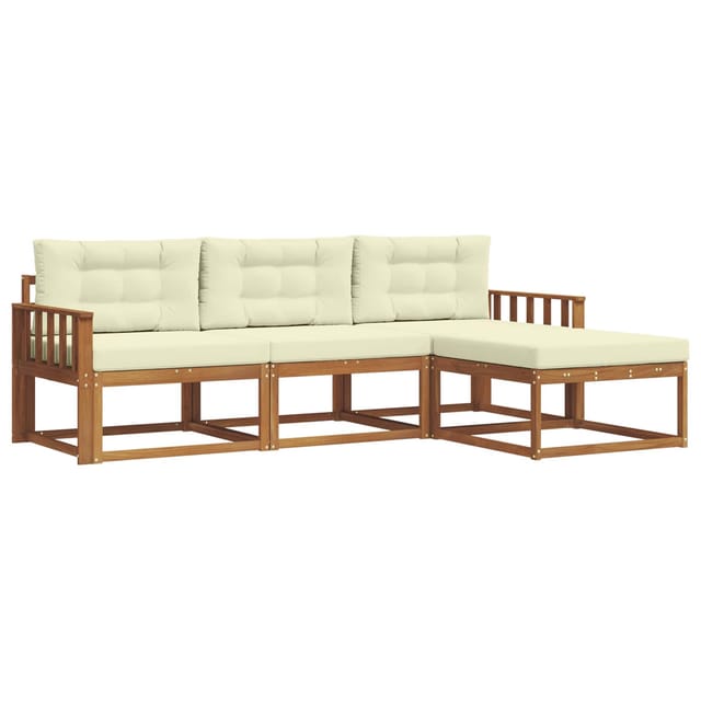 vidaXL Outdoor-Sofagarnitur mit Kissen 4-Tlg Natur und Creme 3367398