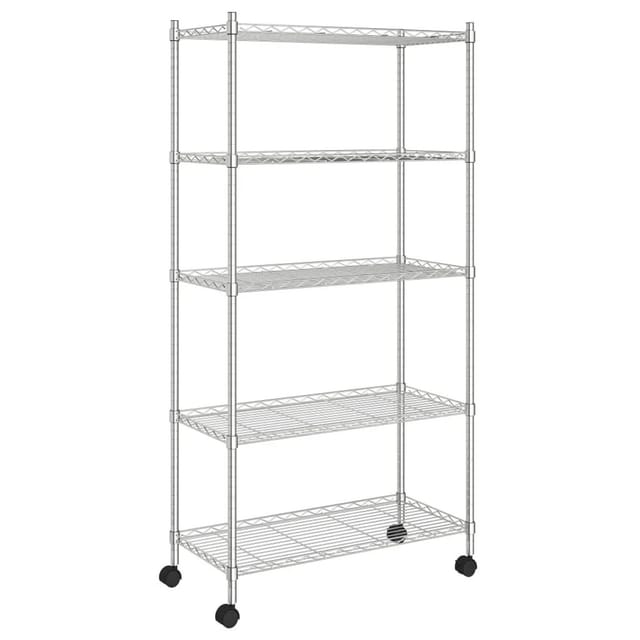 vidaXL Lagerregal mit 5 Böden und Rollen 75x35x155 cm Chrom 250 kg 324629