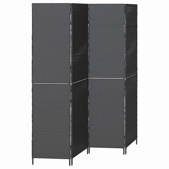 vidaXL Raumteiler Schwarz 195 x 180 cm Poly-Rattan 42003672