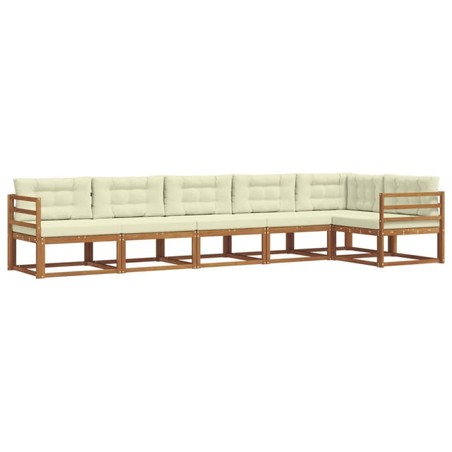 vidaXL Outdoor-Sofagarnitur mit Kissen 6-Tlg Natur und Creme 3367633
