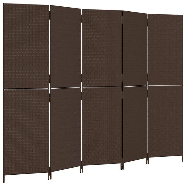 vidaXL Paravent 5 Tlg Braun Poly Rattan 365349