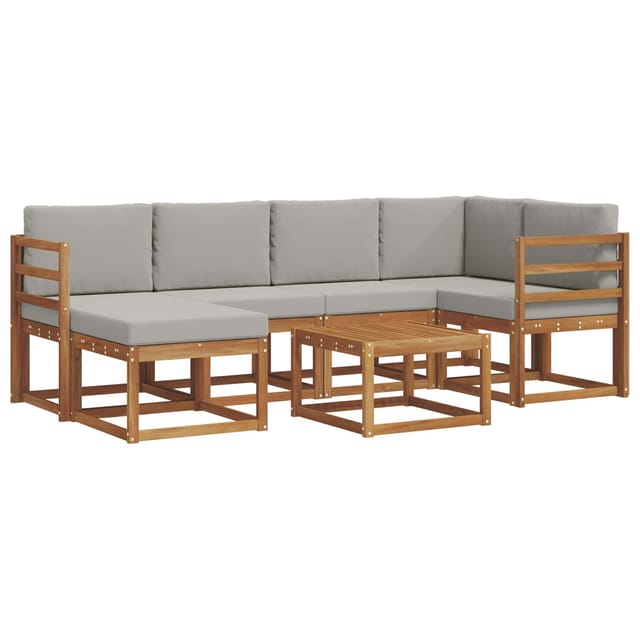 vidaXL Outdoor-Sofagarnitur mit Kissen 7 Stk Natur und Hellgrau 3366659