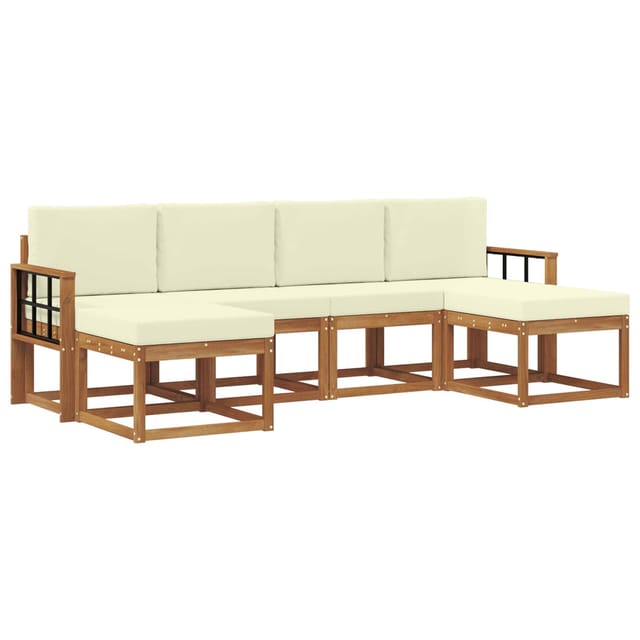 vidaXL Outdoor-Sofagarnitur mit Kissen 6 Stk Natur und Creme 3366788