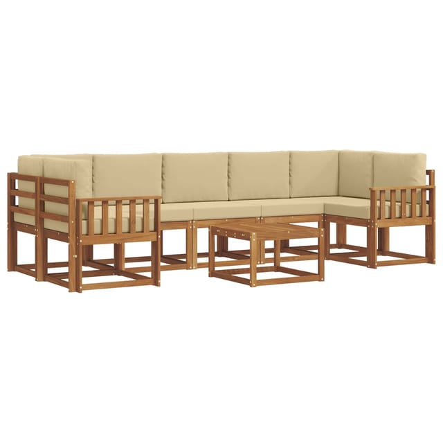 vidaXL Outdoor-Sofagarnitur mit Kissen 8 Stk Natur und Beige 3366146