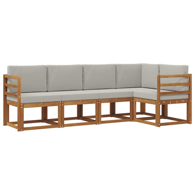 vidaXL Sofa Set mit Kissen 5 Stk Natur und Hellgrau 3366379
