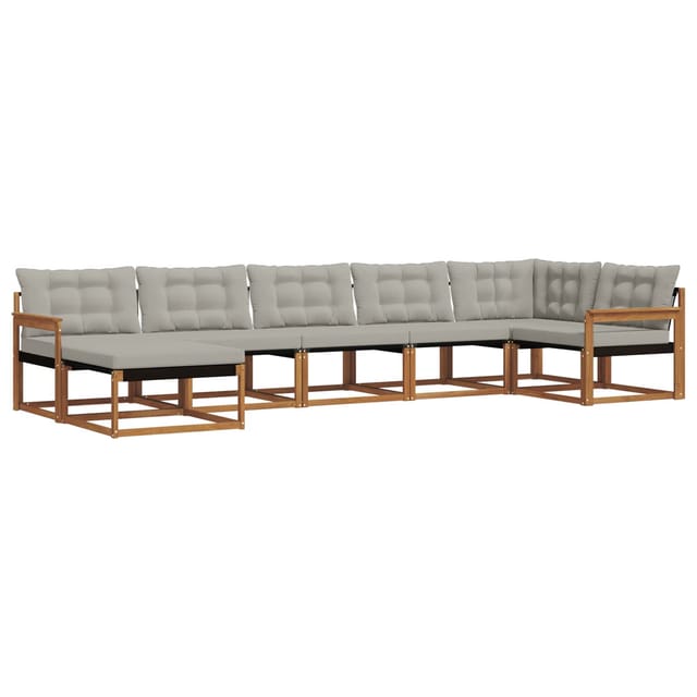 vidaXL Outdoor-Sofagarnitur mit Kissen 7-Tlg Natur und Hellgrau 3369666