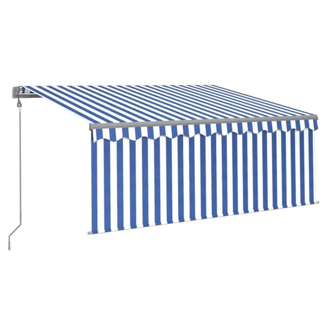 vidaXL Markise Automatisch mit Rollo LED Windsensor 3x2,5m Blau Weiß 3069391