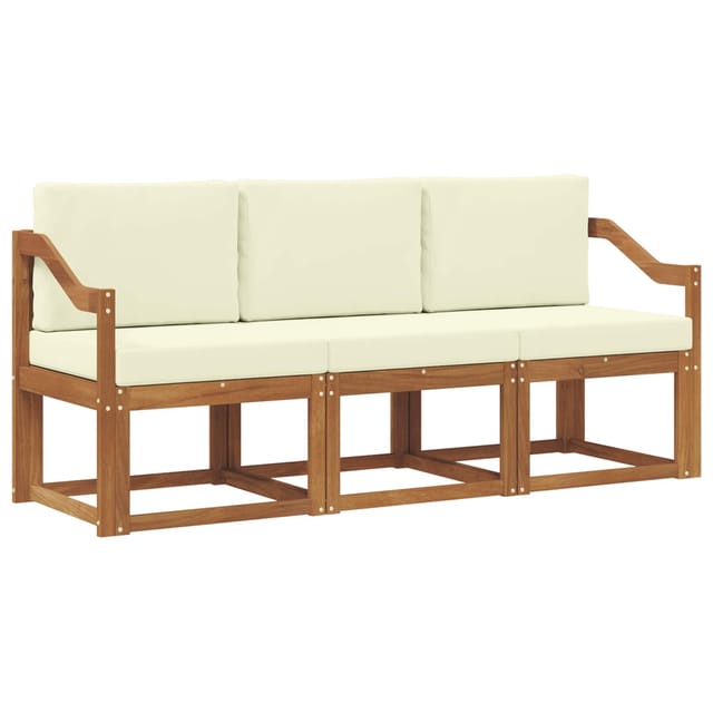 vidaXL Outdoor-Sofagarnitur mit Kissen 3 Stk Natur und Creme 3365953