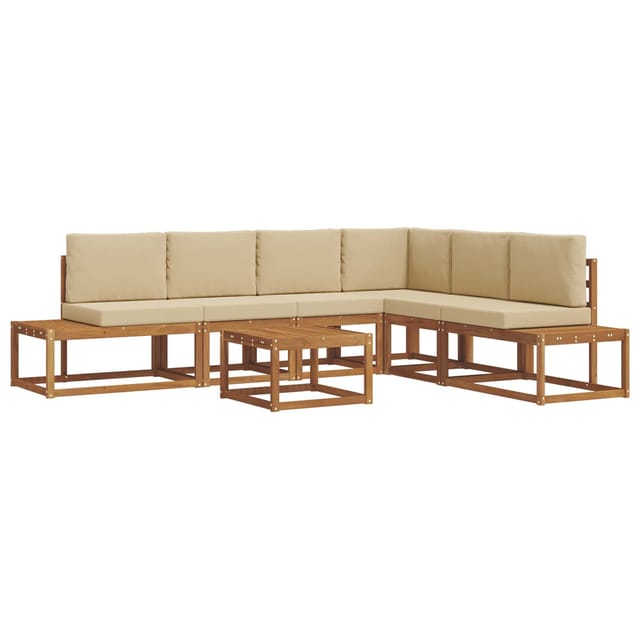 vidaXL Outdoor-Sofagarnitur mit Kissen 7 Stück Natur und Beige 3366966