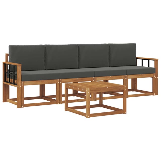 vidaXL Outdoor-Sofagarnitur mit Kissen 5 Stk Natur und Anthrazit 3365985
