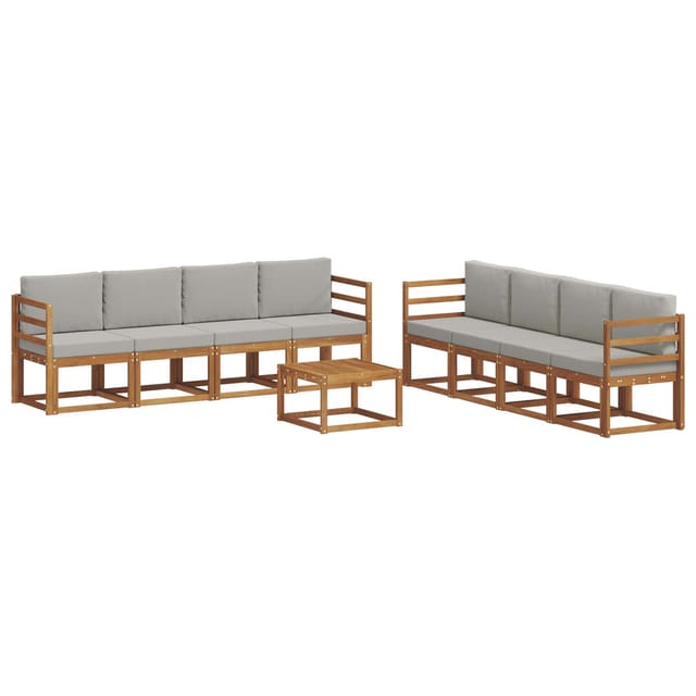 vidaXL Outdoor-Sofagarnitur mit Kissen 9 Stk Natur und Hellgrau 3366169