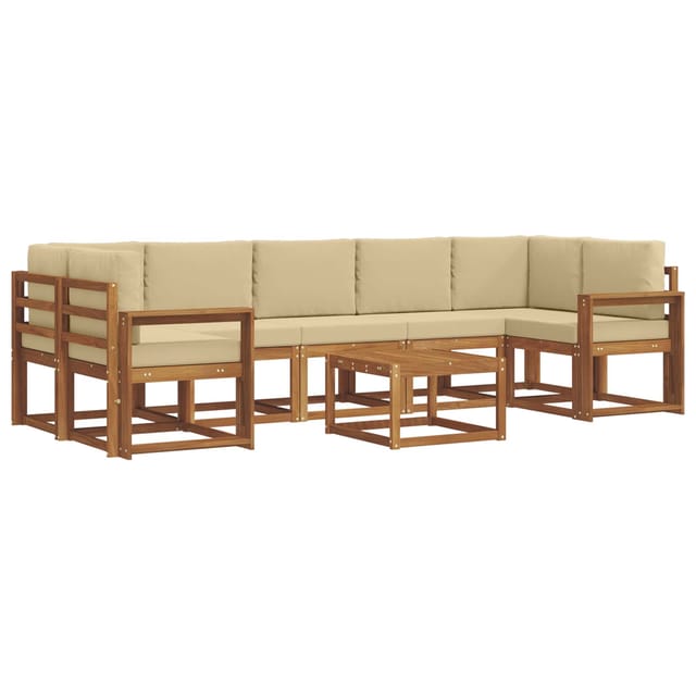 vidaXL Outdoor-Sofagarnitur mit Kissen 8 Stk Natur und Beige 3366156