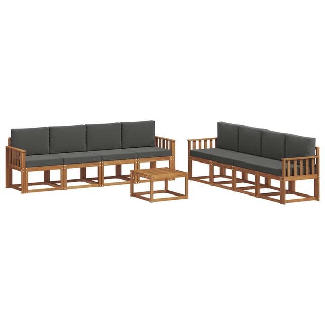 vidaXL Outdoor-Sofagarnitur mit Kissen 9 Stk Natur und Anthrazit 3366180
