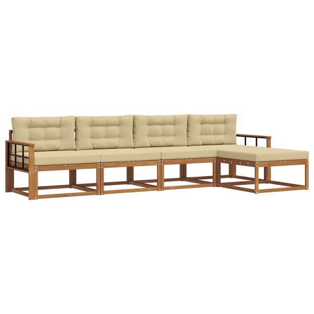 vidaXL Outdoor-Sofagarnitur mit Kissen 5 Stk Natur und Beige 3367451