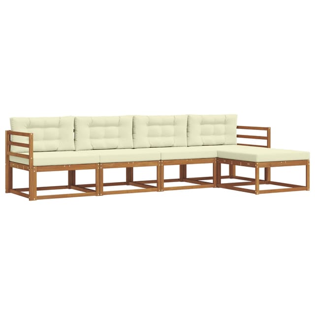 vidaXL Outdoor-Sofagarnitur mit Kissen 5 Stk Natur und Creme 3367423