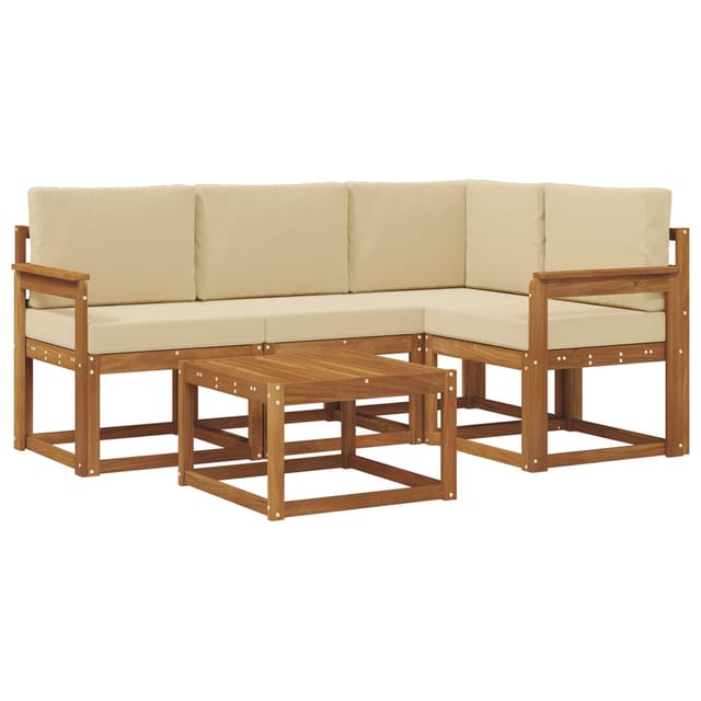 vidaXL Outdoor-Sofagarnitur mit Kissen 5 Stk Natur und Beige 3366351