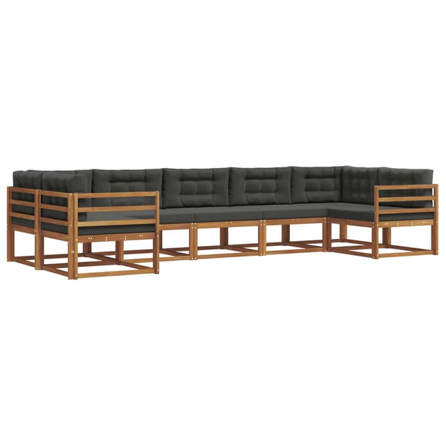 vidaXL Outdoor-Sofagarnitur mit Kissen 7-Tlg Natur und Anthrazit 3368090