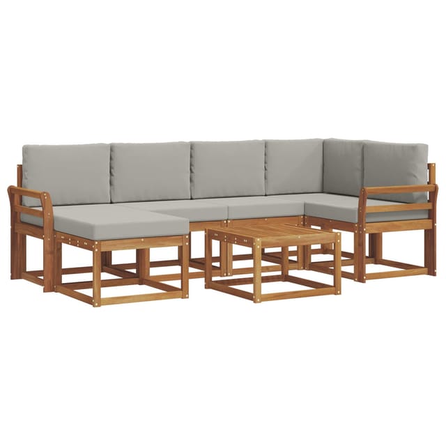vidaXL Outdoor-Sofagarnitur mit Kissen 7 Stk Natur und Hellgrau 3366674