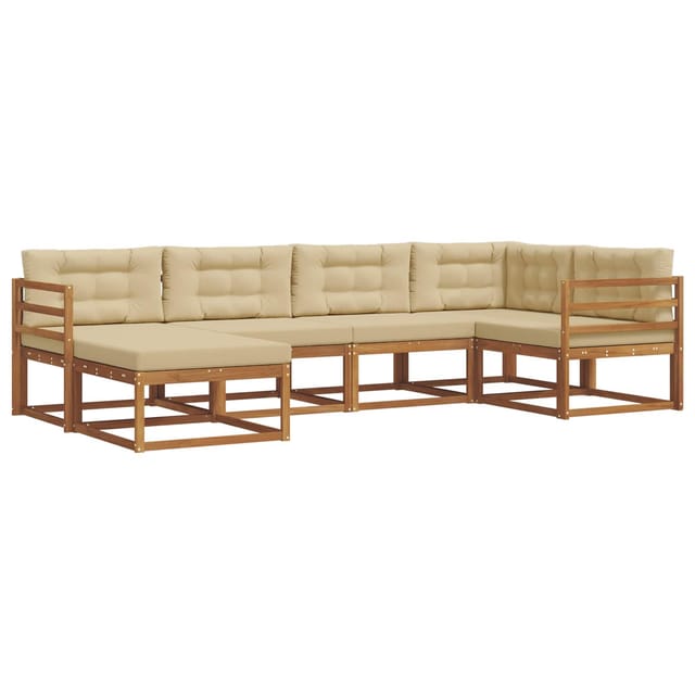 vidaXL Outdoor-Sofagarnitur mit Kissen 6-Tlg Natur und Beige 3367811