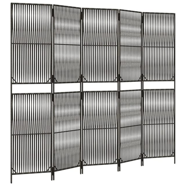 vidaXL Paravent 5 Tlg Grau Poly Rattan 365398