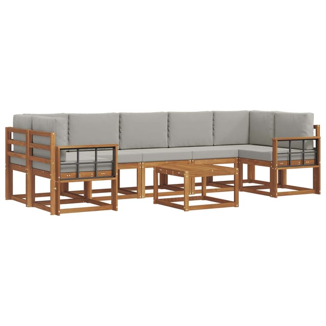 vidaXL Outdoor-Sofagarnitur mit Kissen 8 Stk Natur und Hellgrau 3366159