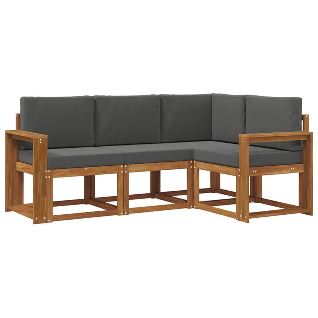 vidaXL Outdoor-Sofagarnitur mit Kissen 4 Stk Natur und Anthrazit 3366330