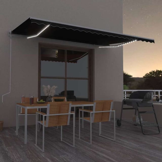 vidaXL Automatische Markise mit LED & Windsensor 500x350 cm Anthrazit 3069034