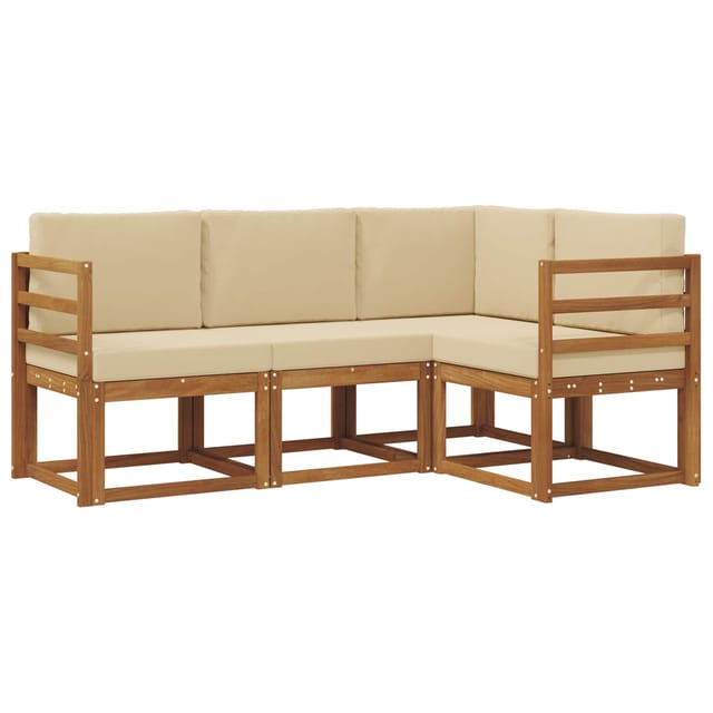 vidaXL Outdoor-Sofagarnitur mit Kissen 4 Stk Natur und Beige 3366311