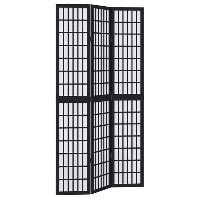 vidaXL 3 Tlg Paravent Schwarz Massivholz Paulownia 358768