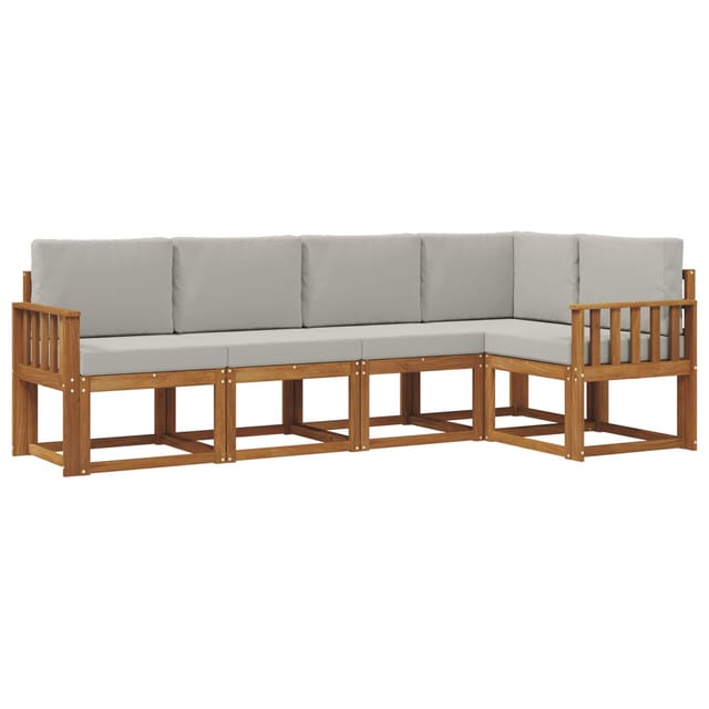 vidaXL Sofa Set mit Kissen 5 Stk Natur und Hellgrau 3366389