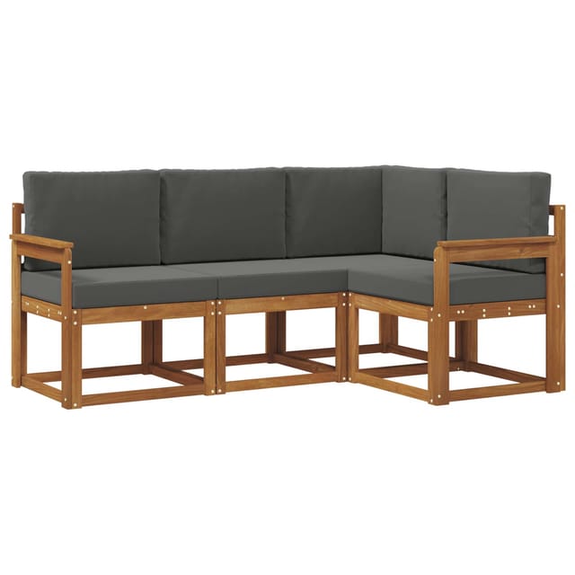 vidaXL Outdoor-Sofagarnitur mit Kissen 4 Stk Natur und Anthrazit 3366315