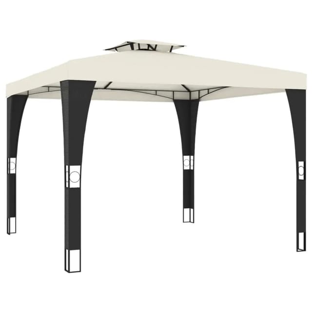 vidaXL Pavillon mit Doppeldach Creme 2,98x2,98 m Stahl 368440