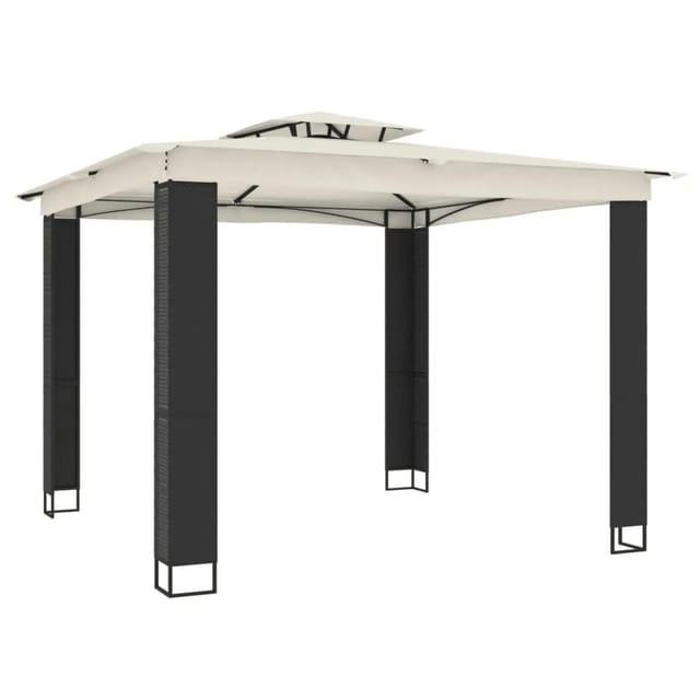 vidaXL Pavillon mit Doppeldach Creme 2,94x2,94 m Stahl 368444