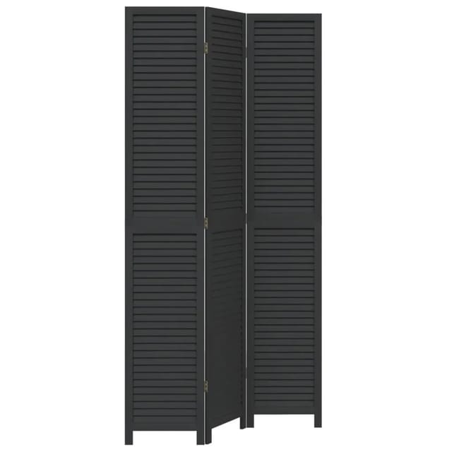 vidaXL 3 Tlg Paravent Schwarz Massivholz Paulownia 358848