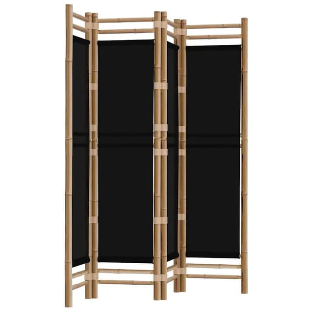 vidaXL 4 Tlg Paravent Faltbar 160 cm Bambus und Canvas 350628