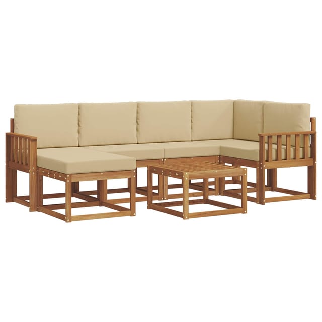 vidaXL Outdoor-Sofagarnitur mit Kissen 7 Stk Natur und Beige 3366671
