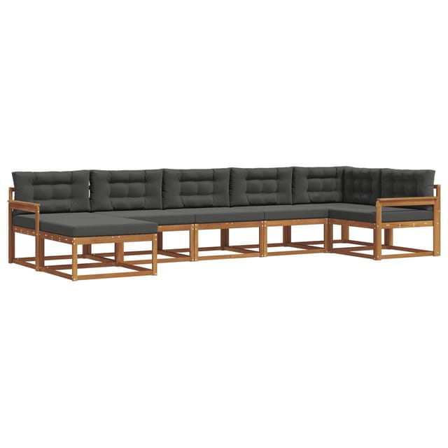 vidaXL Outdoor-Sofagarnitur mit Kissen 7-Tlg Natur und Anthrazit 3367885