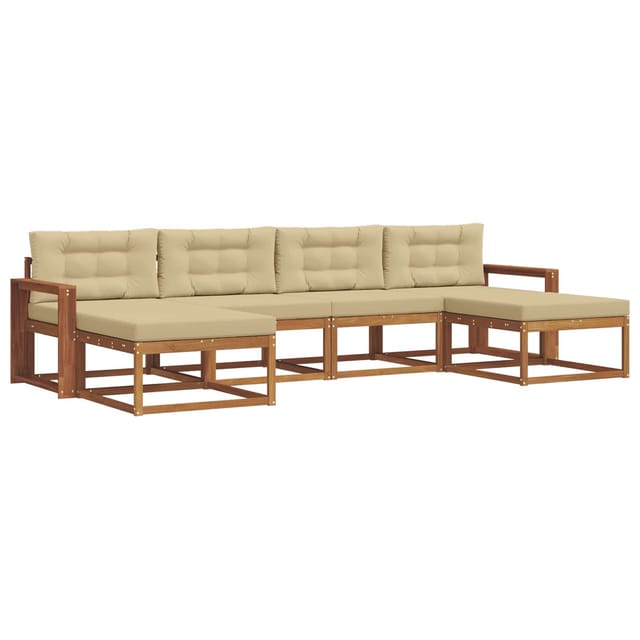 vidaXL Outdoor-Sofagarnitur mit Kissen 6-Tlg Natur und Beige 3367971