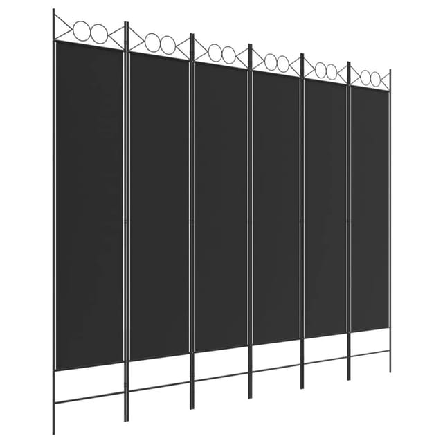 vidaXL 6 Tlg Paravent Schwarz 240x200 cm Stoff 350161