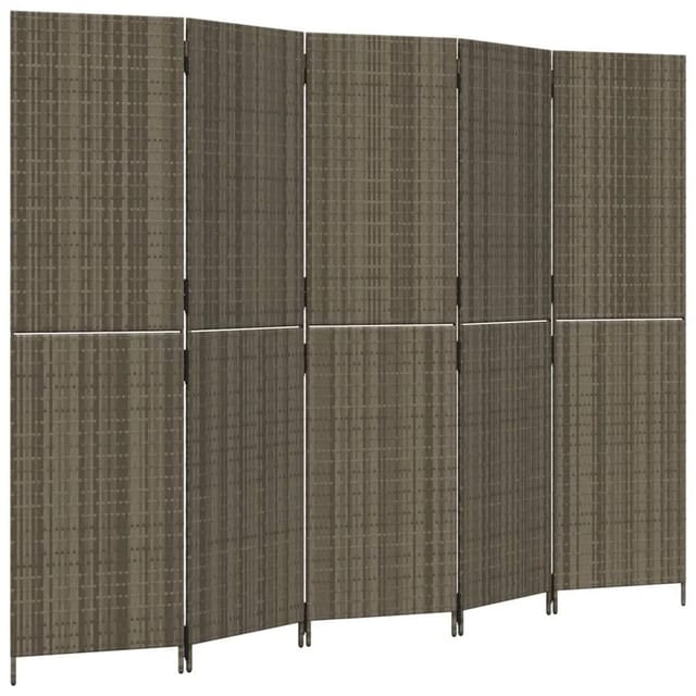 vidaXL Paravent 5 Tlg Grau Poly Rattan 365350