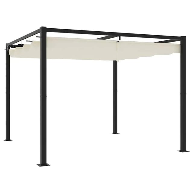 vidaXL Gartenpavillon mit Ausziehbarem Dach Creme 3x3 m Stahl 4003960
