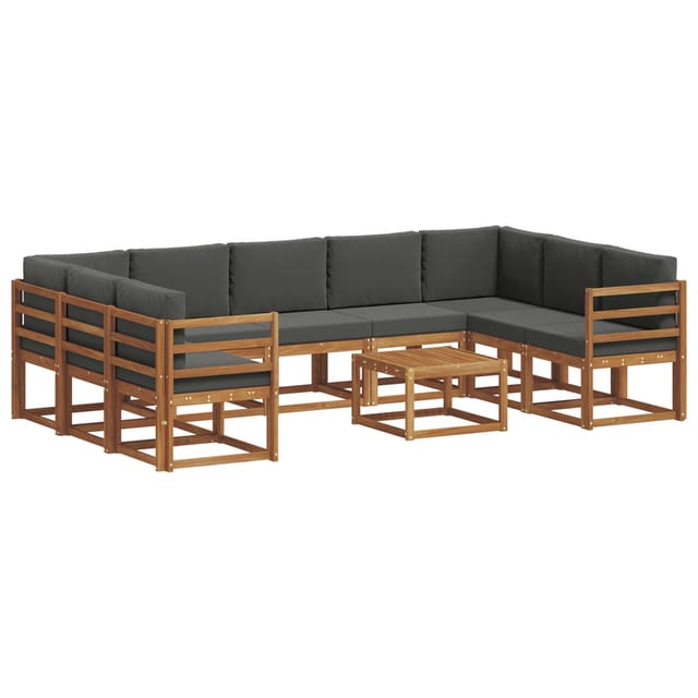 vidaXL Outdoor-Sofagarnitur mit Kissen 10-Tlg Natur und Anthrazit 3367005